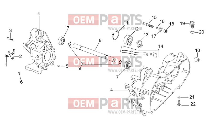 MINARELLI MY - 3KJ hosszú fekvő, léghűt. Central crank-case set