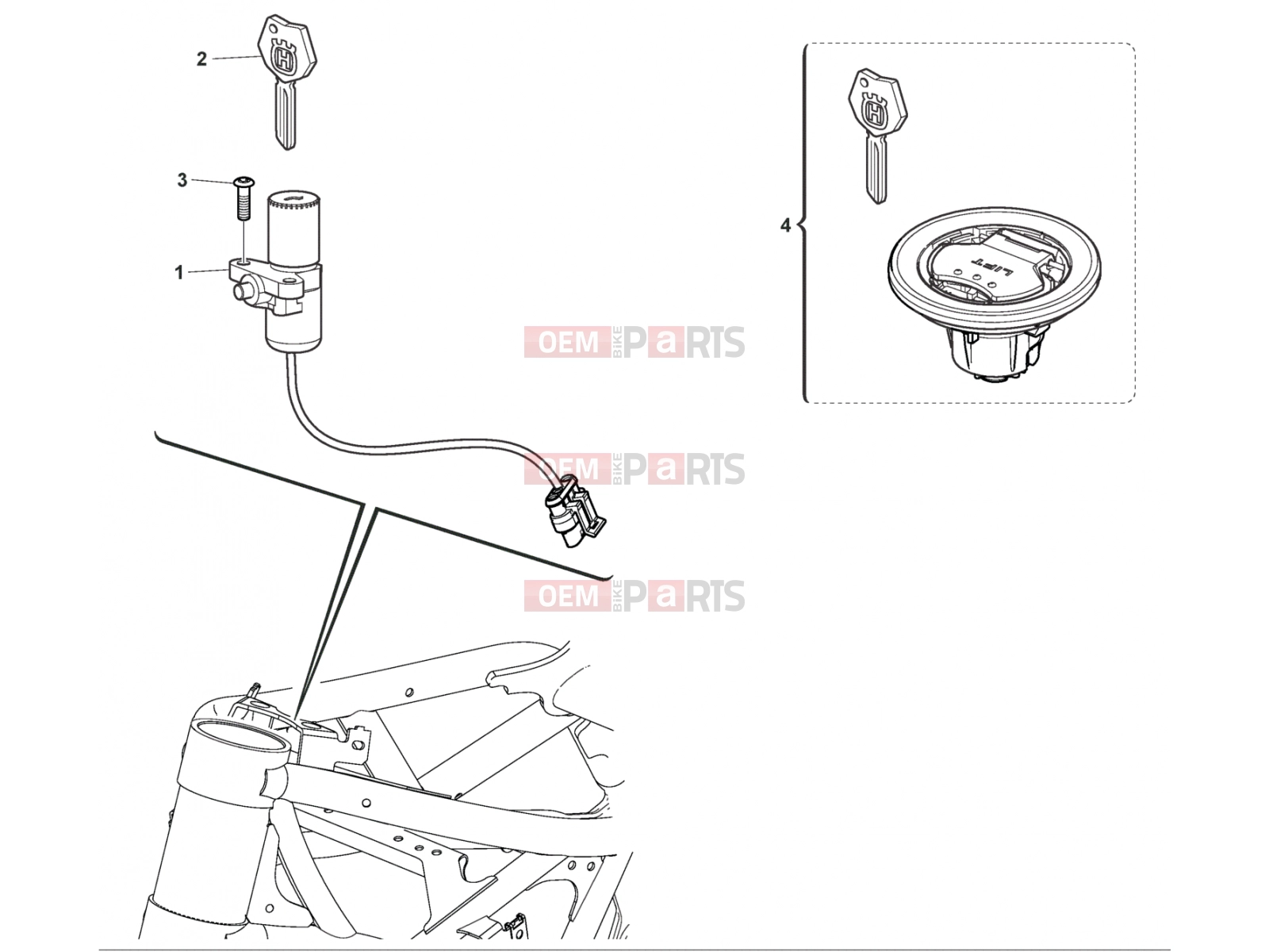 HUSQVARNA 2012 NUDA 900-900R IGNITION SWITCH - KEY