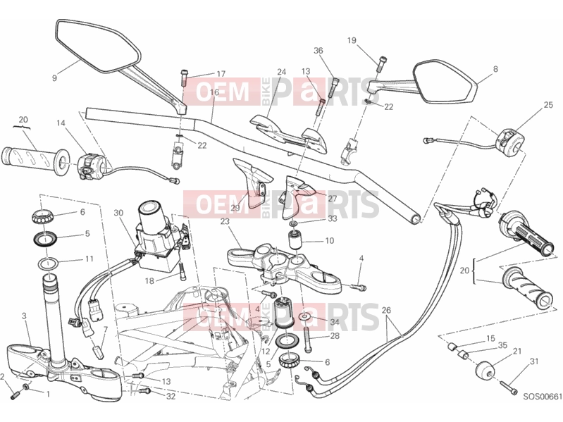 DUCATI 2013 Diavel WHITE STRIPE HANDLEBAR » HANDLE BAR