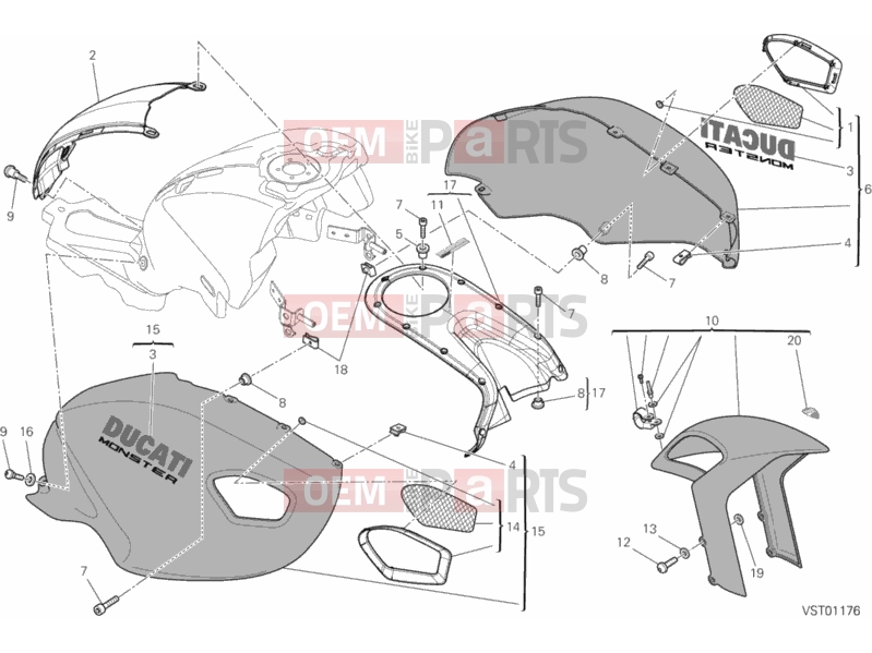 DUCATI 2012 Monster 659 ABS FAIRING » PLASTICS