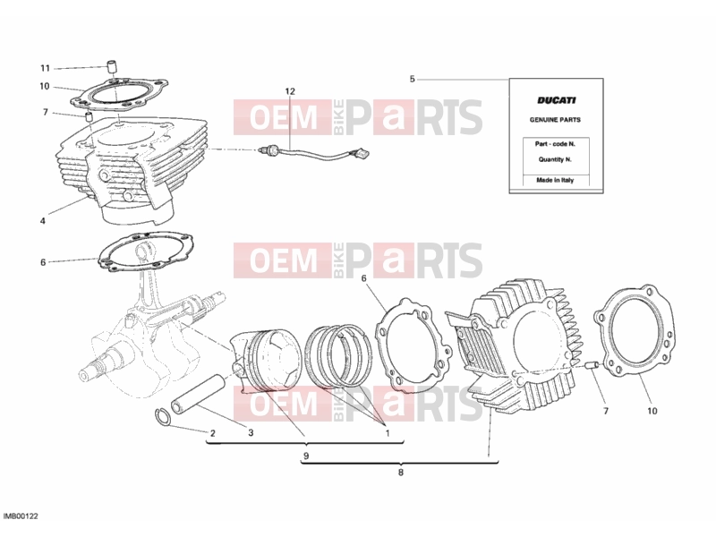 DUCATI 2012 Monster 696 CYLINDER - PISTON » ENGINE CASE