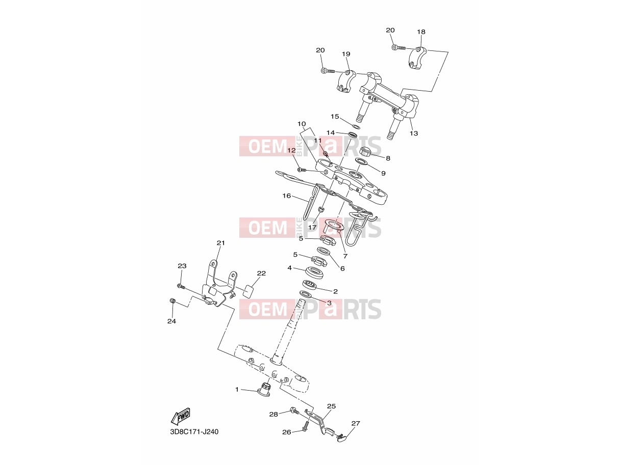 YAMAHA XVS 1300 A Midnight Star XVS1300A 1CS4 2014 STEERING