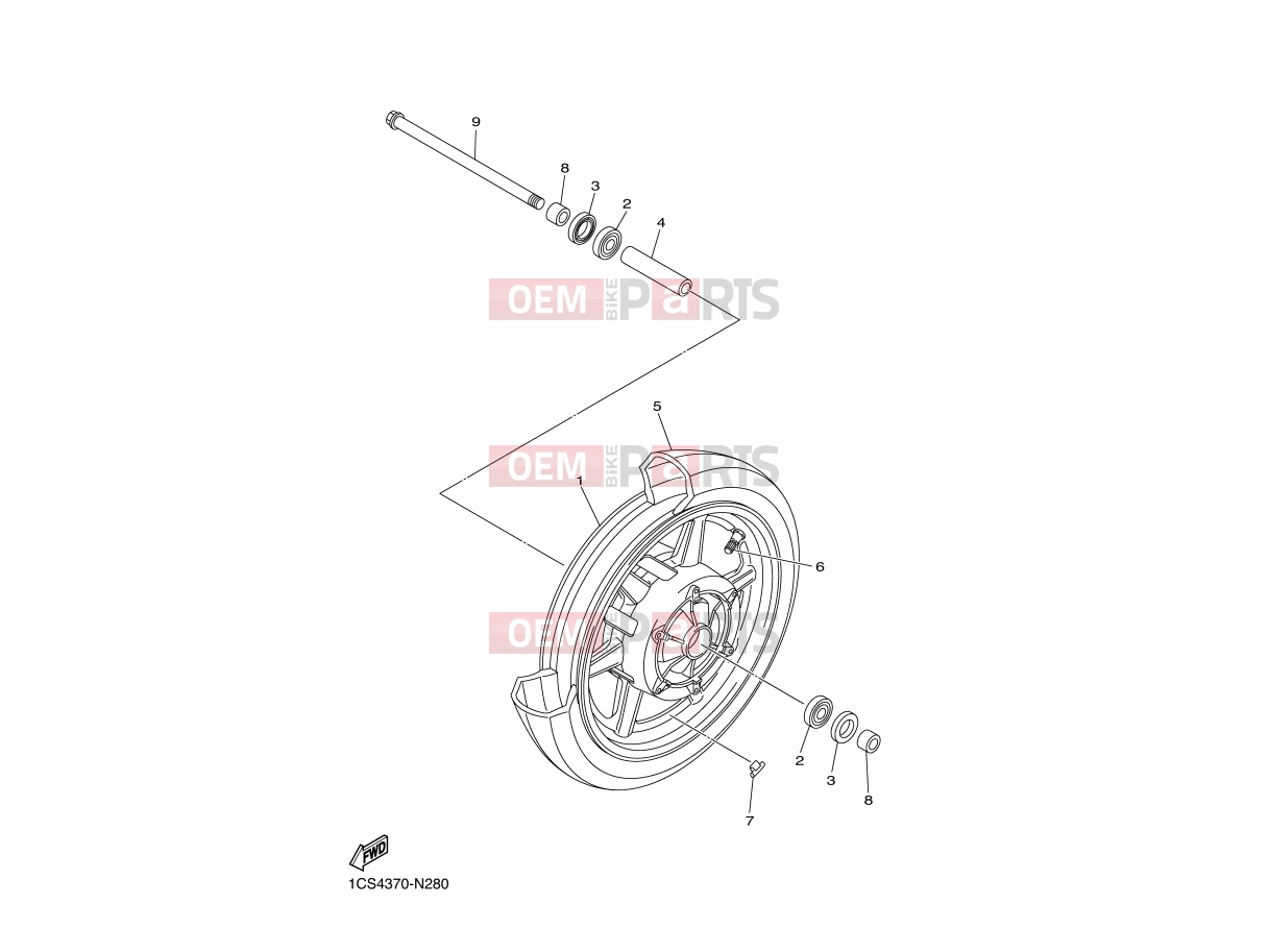 YAMAHA XVS 1300 A Midnight Star XVS1300A 1CS4 2014 FRONT WHEEL