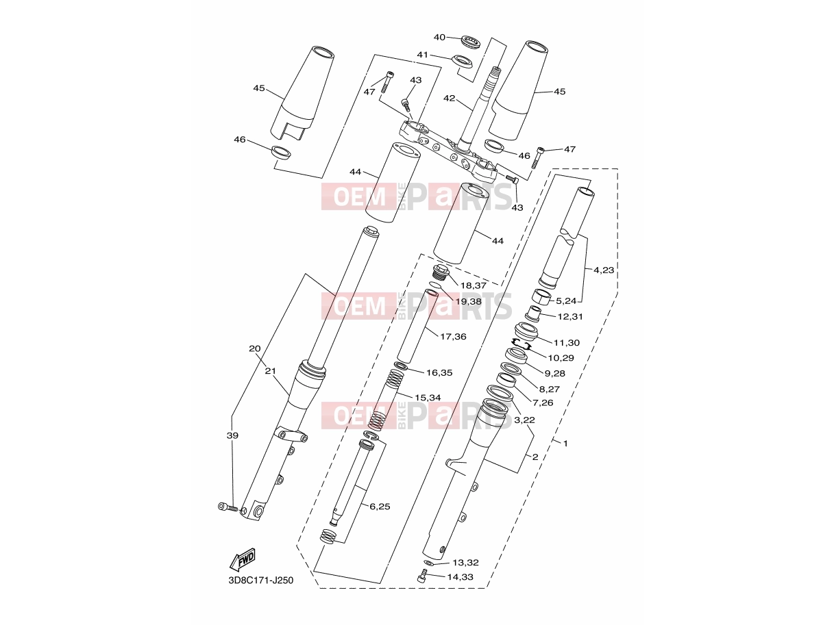 YAMAHA XVS 1300 A Midnight Star XVS1300A (11C7) 2014 FRONT FORK