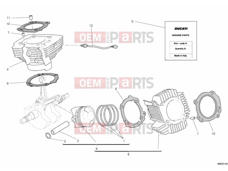 DUCATI 2011 Monster 796 ABS CYLINDER - PISTON » ENGINE CASE