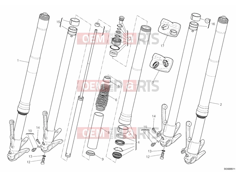 DUCATI 2010 Multistrada 1200 FRONT FORK » FRONT SUSPENSION