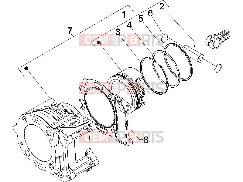 PIAGGIO Beverly 125 Engine » Cylinder-piston-wrist pin unit