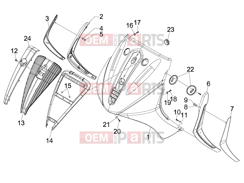PIAGGIO Beverly 125 Tourer Frame - Plastic parts - Coachwork » Front shield