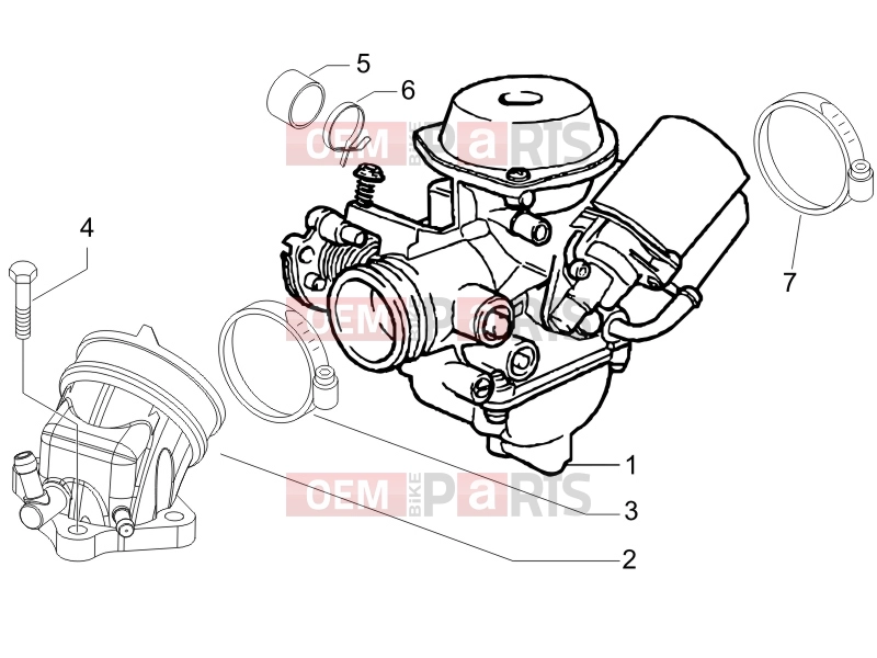 PIAGGIO Beverly 250 Engine » Carburettor, assembly - Union pipe
