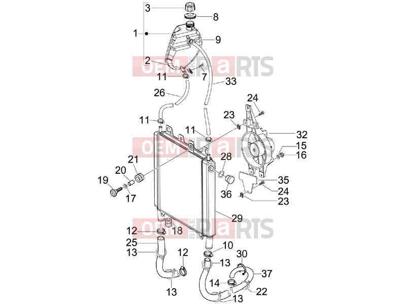 PIAGGIO Beverly 250 Cruiser Frame - Plastic parts - Coachwork » Cooling system
