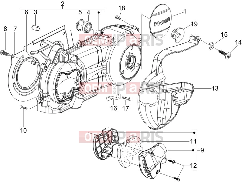 PIAGGIO Beverly 250 Cruiser Engine » Crankcase cover - Crankcase cooling