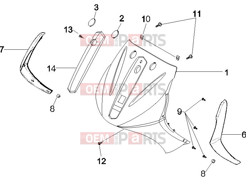 PIAGGIO Beverly 500 ie Frame - Plastic parts - Coachwork » Front shield