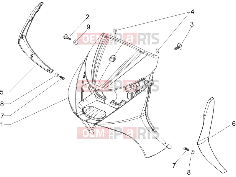 PIAGGIO BV 250 (U.S.A.) Frame - Plastic parts - Coachwork » Front shield