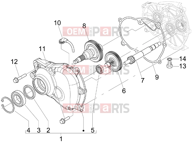 PIAGGIO BV 250 Tourer 2008 (U.S.A.) Engine » Reduction unit