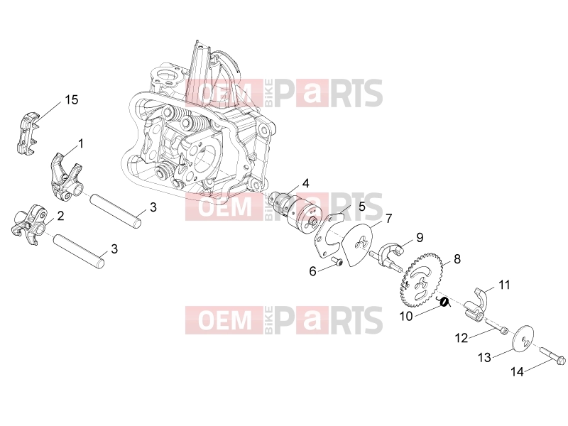 PIAGGIO BV 350 4T 4V ie E3 ( USA / CA ) Engine » Rocking levers support unit