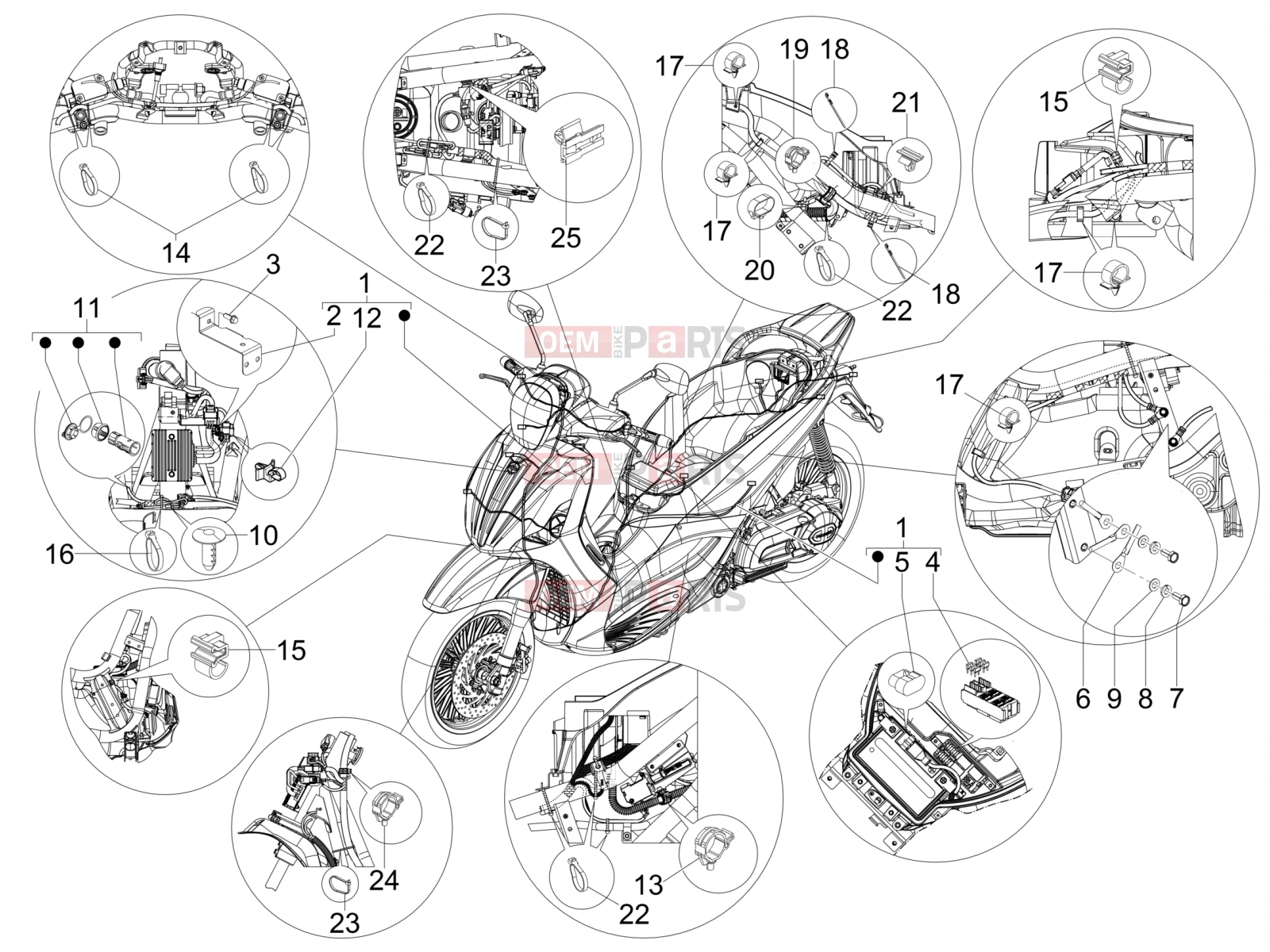 PIAGGIO BV 350 4T 4V ie E3 ABS ( USA / CA ) Electrical system » Main cable harness