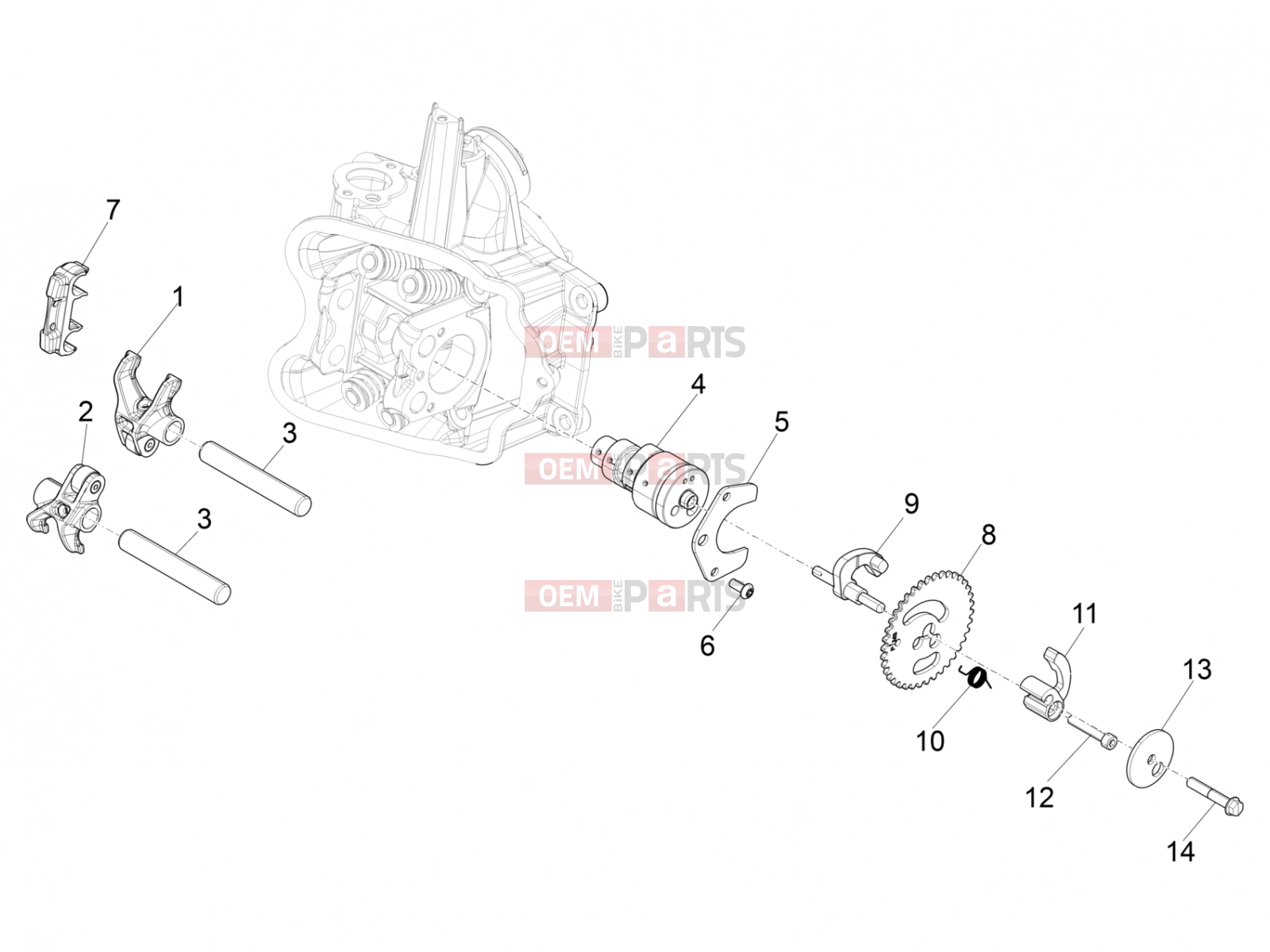 PIAGGIO BV 350 4T 4V ie E4 ABS ( USA / CA ) Engine » Rocking levers support unit