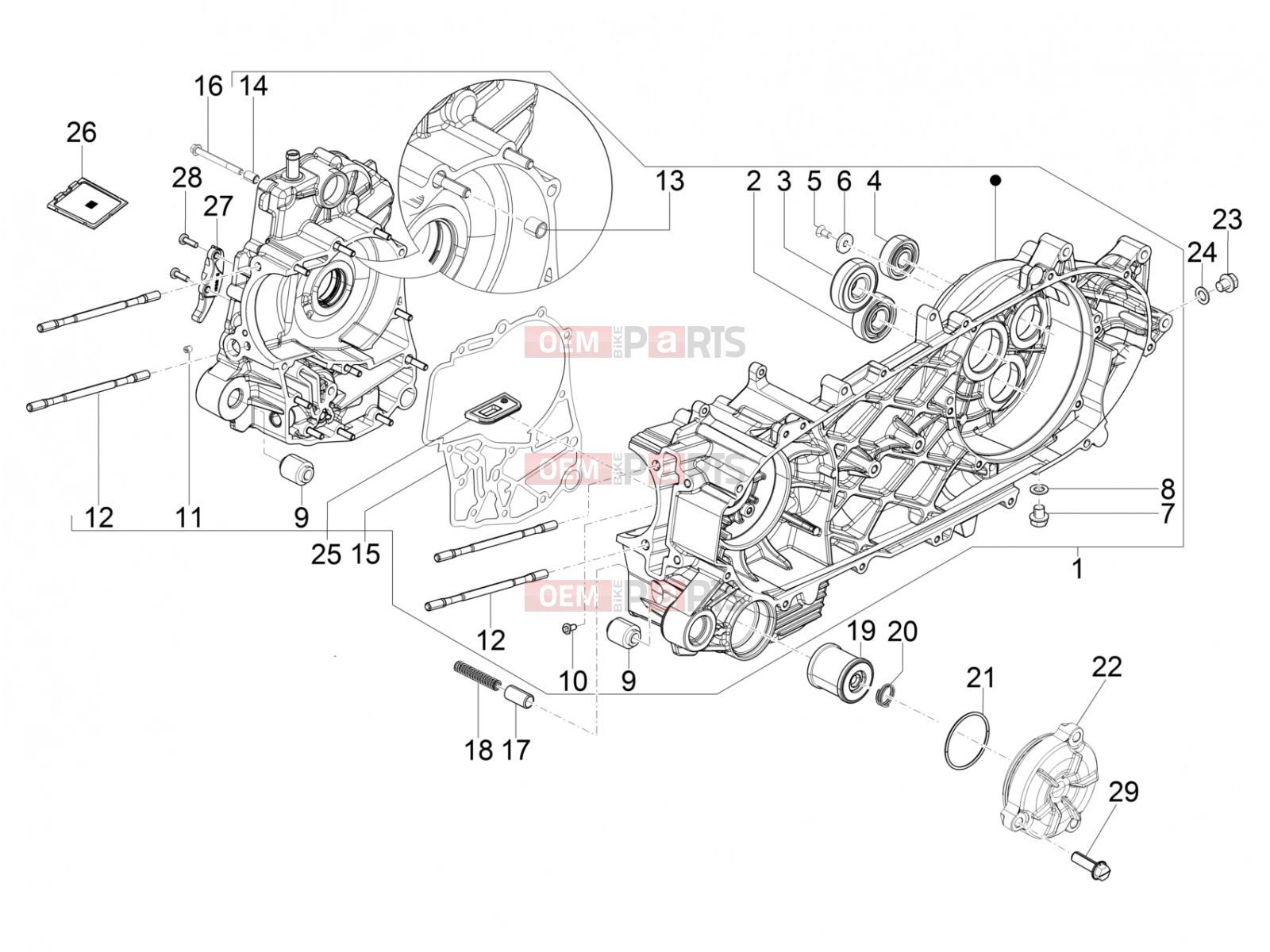 PIAGGIO BV 350 4T 4V ie E4 ABS ( USA / CA ) Engine » Crankcase