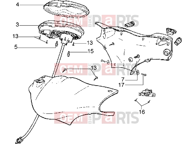 PIAGGIO Handlebars » Handlebars component parts-Instrument unit