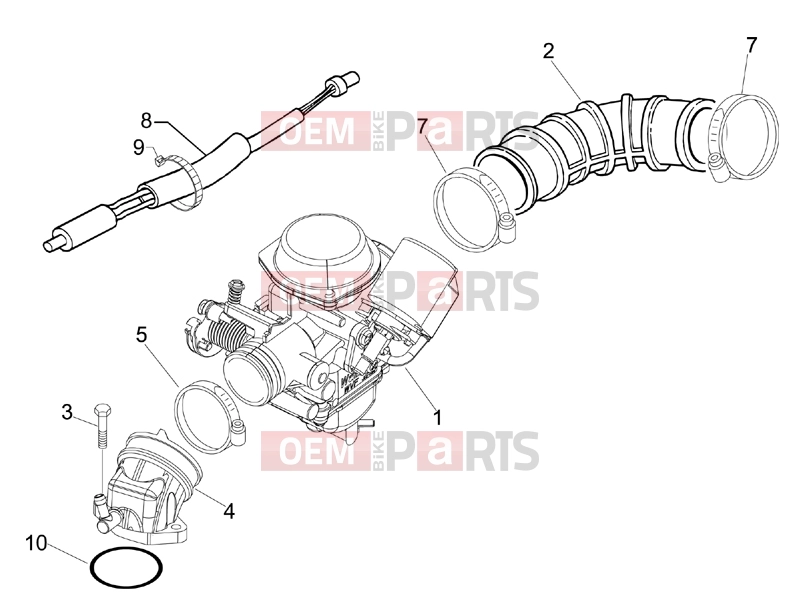 PIAGGIO Fly 100 Engine » Carburettor, assembly - Union pipe