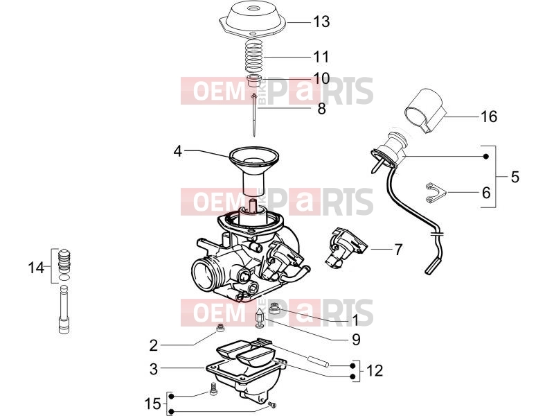 PIAGGIO Fly 125 Engine » Carburetor's components