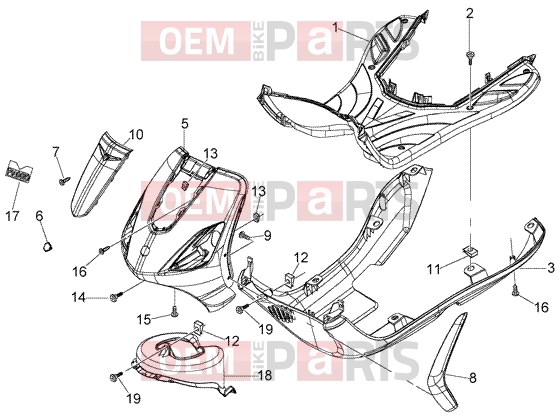 PIAGGIO váz » front shield-foot board-spoiler