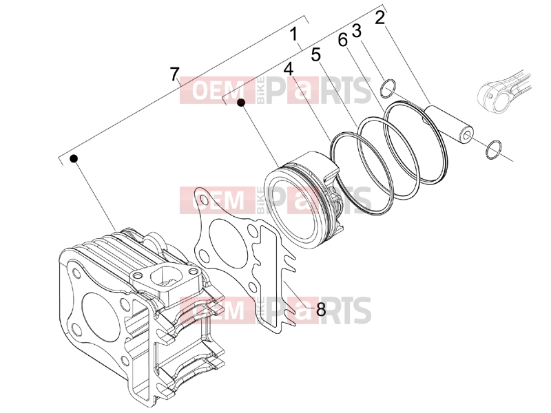 PIAGGIO Fly 150 Engine » Cylinder-piston-wrist pin unit