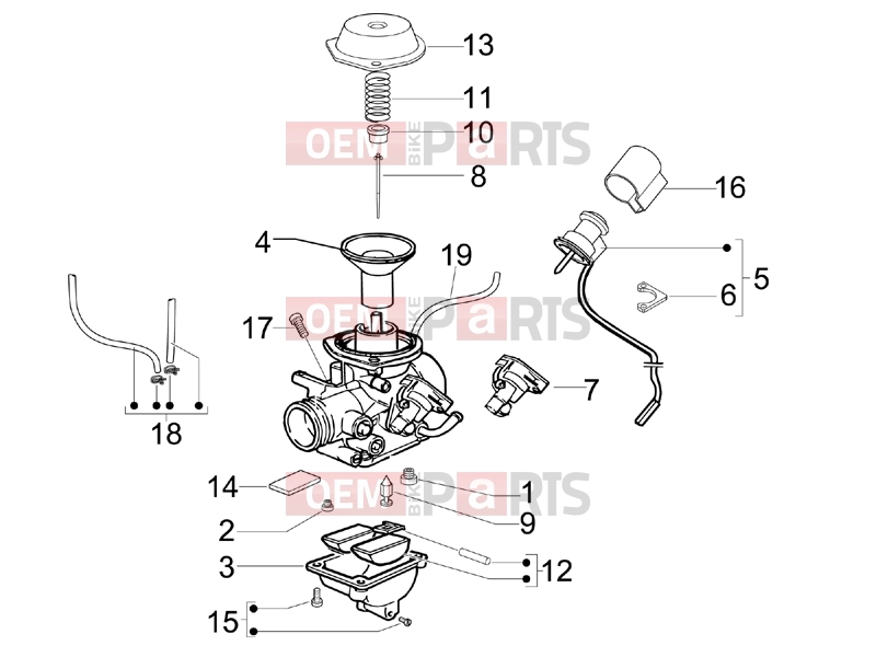 PIAGGIO Fly 150 Engine » Carburetor's components