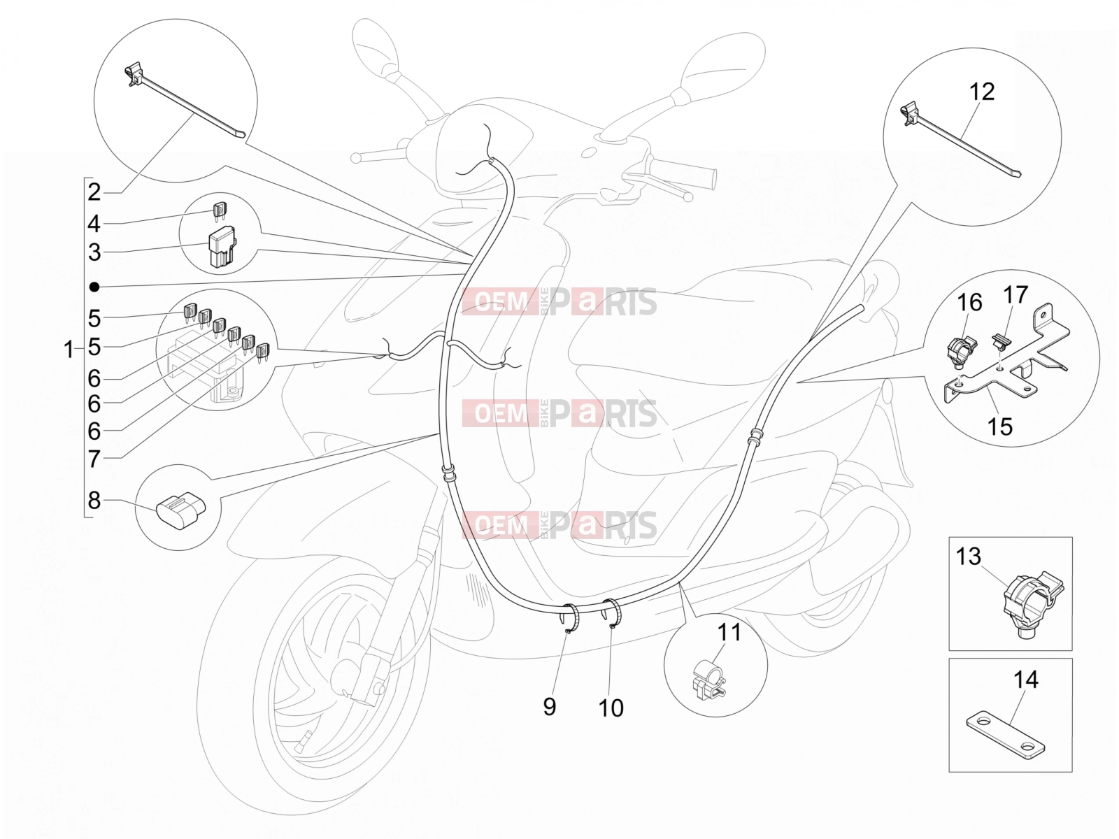 PIAGGIO Fly 150 3V ie Electrical system » Main cable harness