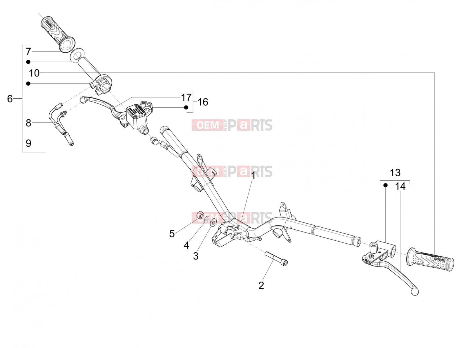 PIAGGIO Fly 150 3V ie Handlebars/Steering » Handlebars - Master cil.