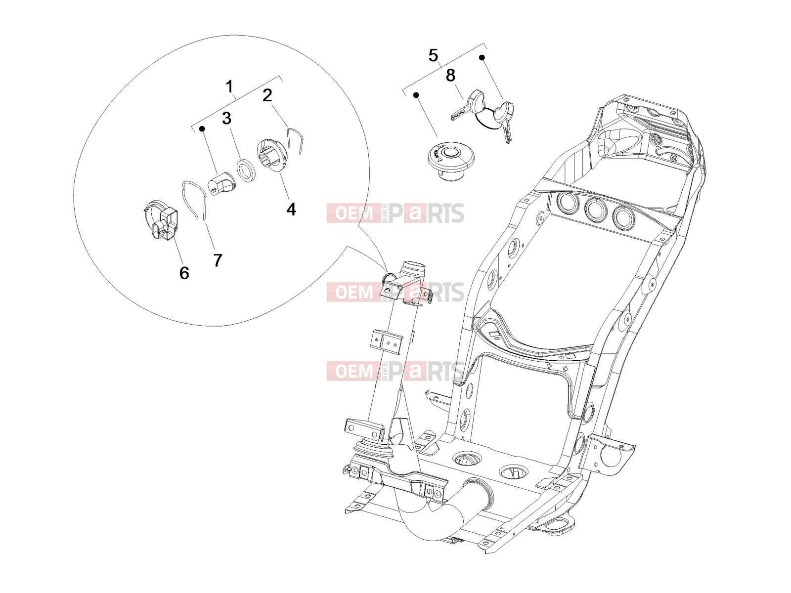 PIAGGIO Fly 150 Frame - Plastic parts - Coachwork » Locks