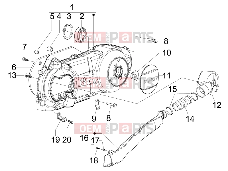 PIAGGIO Fly 150 Engine » Crankcase cover - Crankcase cooling
