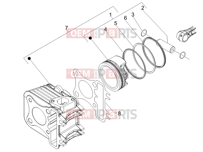 PIAGGIO Fly 150 Engine » Cylinder-piston-wrist pin unit
