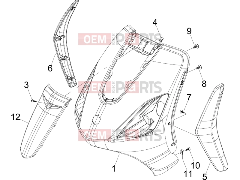 PIAGGIO Fly 50 2T Frame - Plastic parts - Coachwork » Front shield