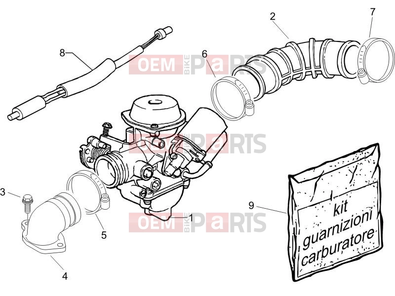 PIAGGIO Fly 50 4T Engine » Carburettor, assembly - Union pipe