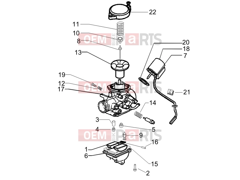 PIAGGIO Fly 50 4T Engine » Carburetor's components