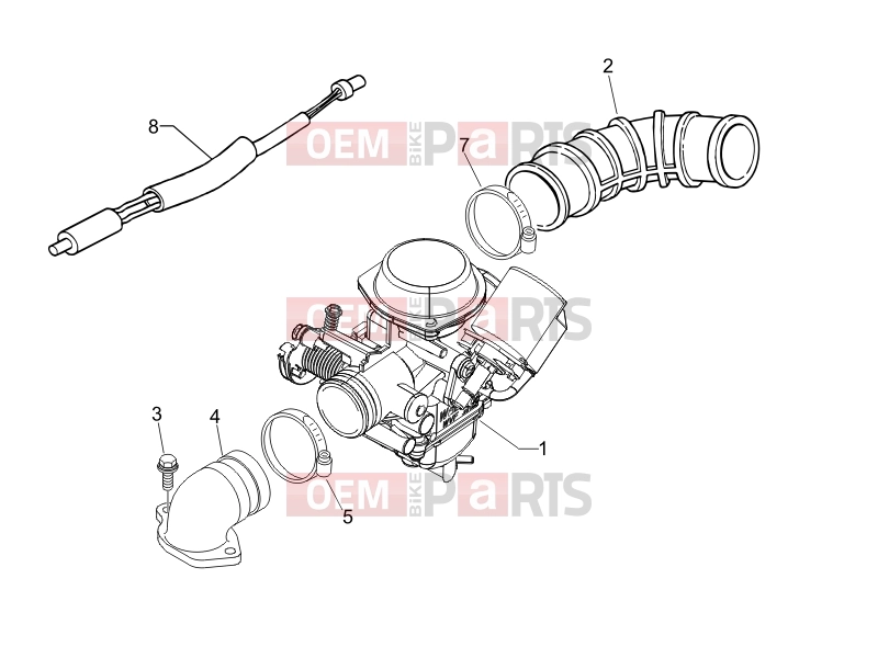 PIAGGIO Fly 50 4T Engine » Carburettor, assembly - Union pipe