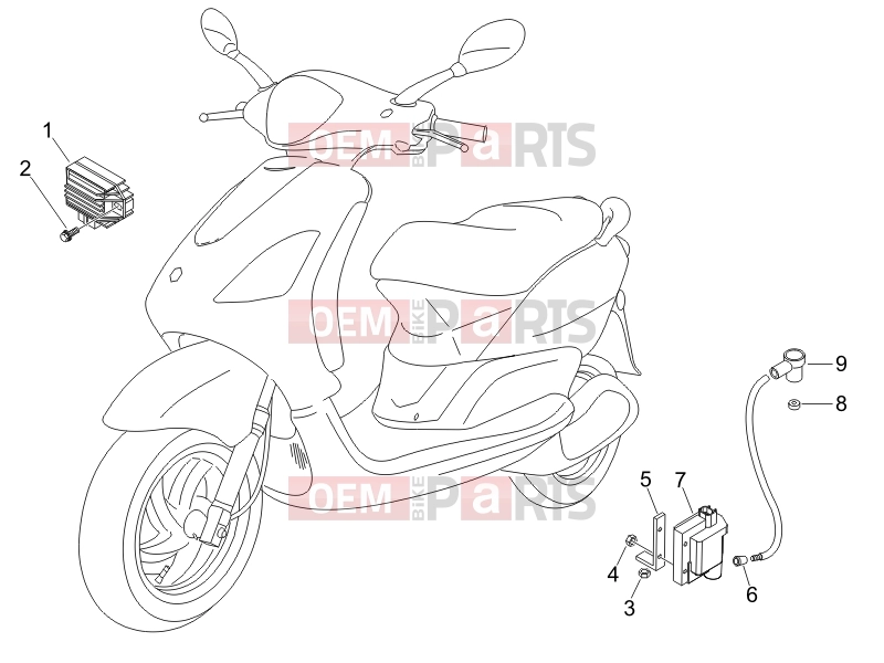 PIAGGIO Fly 50 4T Electrical system » Voltage Regulators - Electronic Control Units (ecu) - H.T. Coil