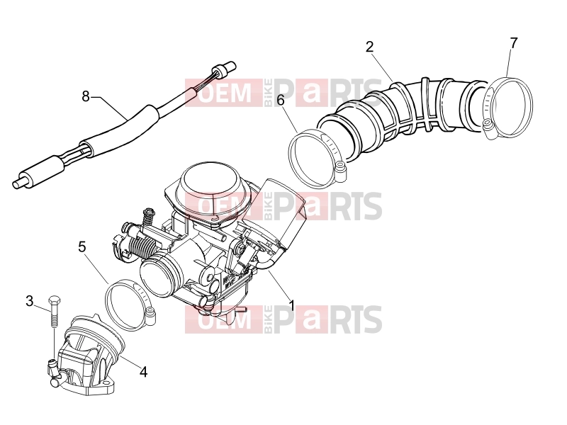 PIAGGIO Fly 50 4T Engine » Carburettor, assembly - Union pipe