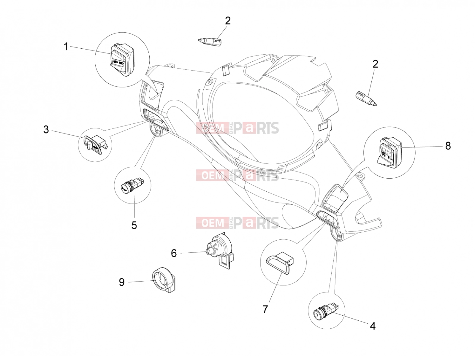 PIAGGIO Fly 50 4T 4V Electrical system » Selectors - Switches - Buttons