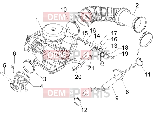PIAGGIO Fly 50 4T 4V Engine » Carburettor, assembly - Union pipe