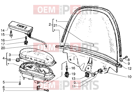PIAGGIO Handlebars » Speedometer (kms)-Windshield