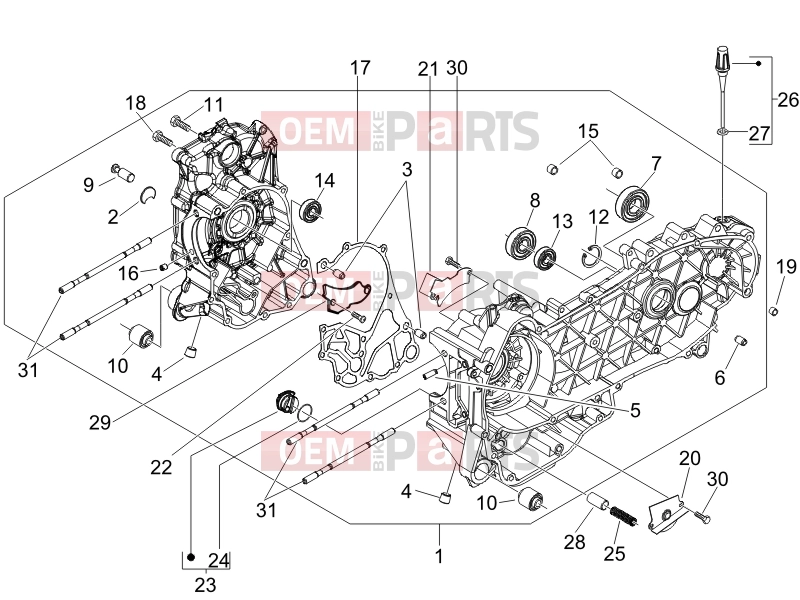 PIAGGIO Liberty 125 4T 2V Engine » Crankcase