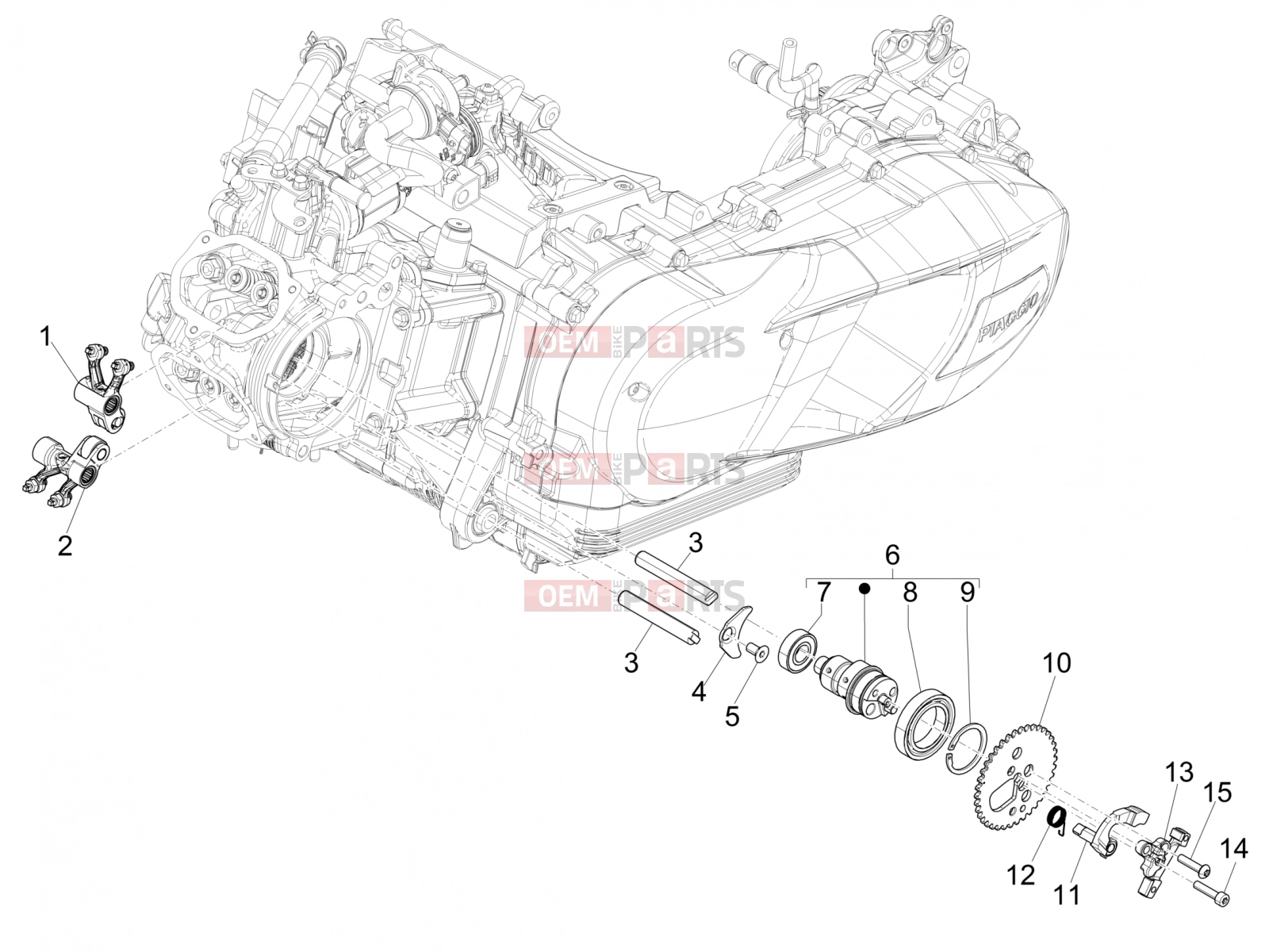 PIAGGIO Medley 150 4T ie ABS Engine » Rocking levers support unit