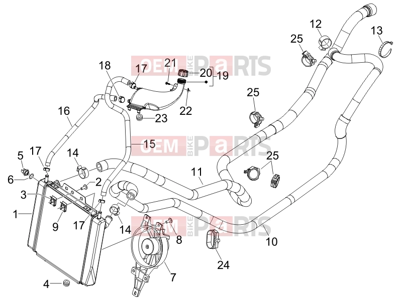 PIAGGIO MP3 125 Frame - Plastic parts - Coachwork » Cooling system