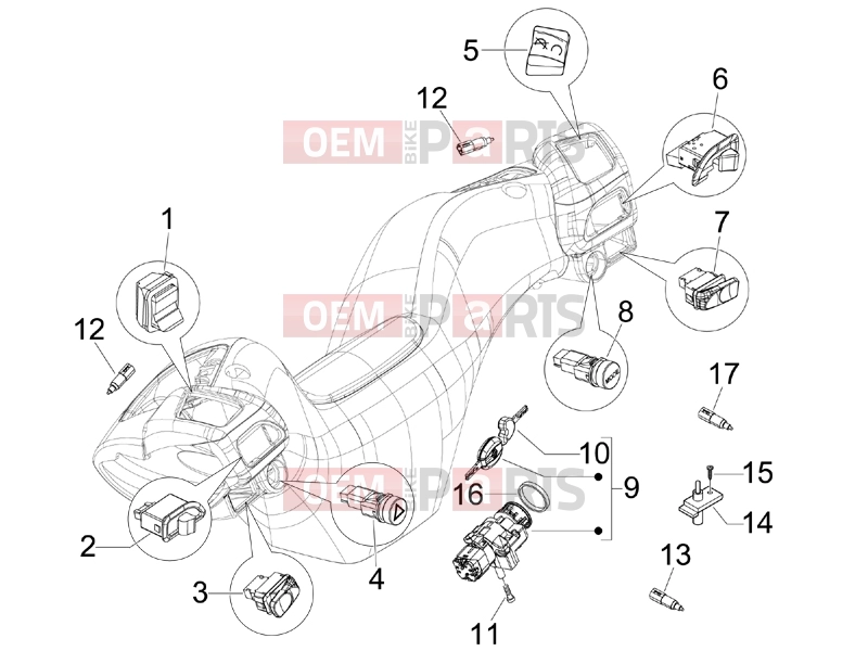 PIAGGIO MP3 250 Electrical system » Selectors - Switches - Buttons