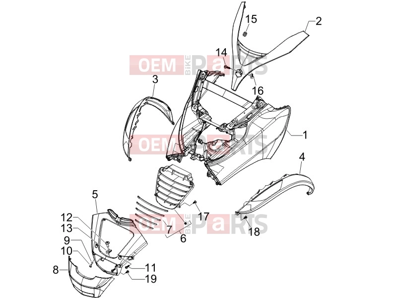 PIAGGIO MP3 400 ie Frame - Plastic parts - Coachwork » Front shield