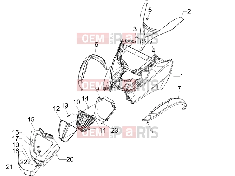 PIAGGIO MP3 400 ie Frame - Plastic parts - Coachwork » Front shield