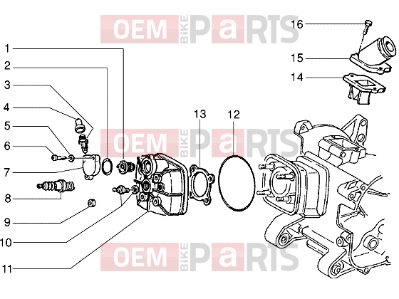 PIAGGIO Engine » Cylinder head and induction pipe