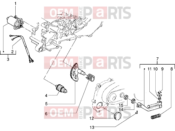 PIAGGIO Engine » Starting motor-starter lever